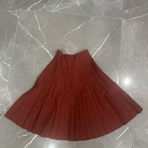 Miu Miu Rich Brown Pleated Midi Skirt